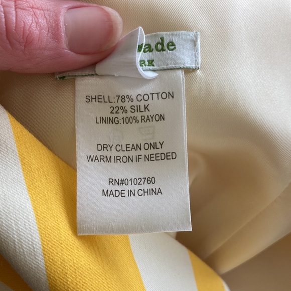 Kate Spade yellow and white striped dress with front bow accent. Size 6. - Picture 7 of 8